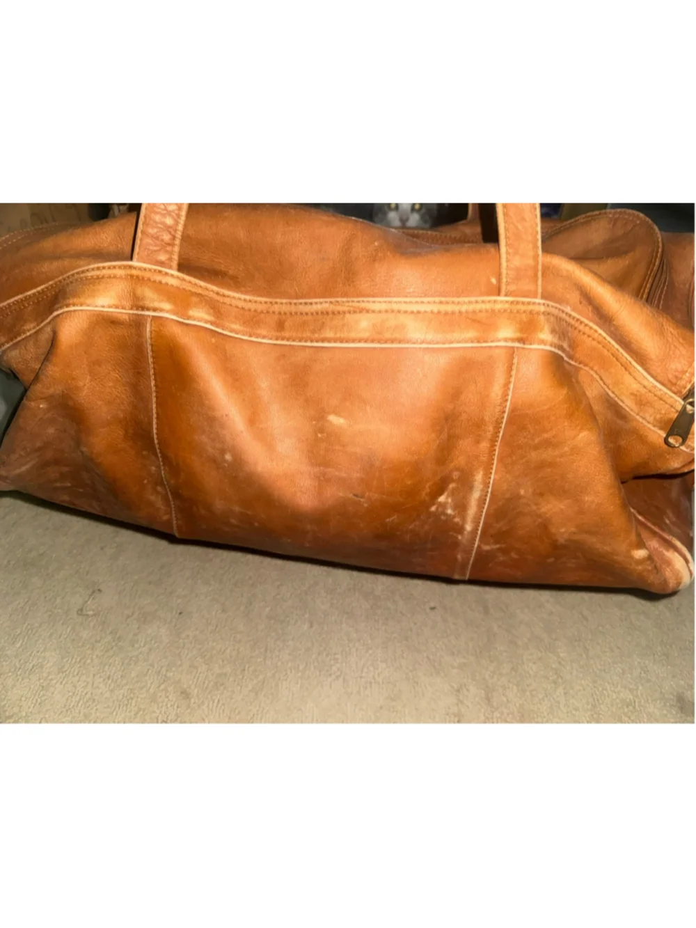 Leather Duffel Bag One Size Brown